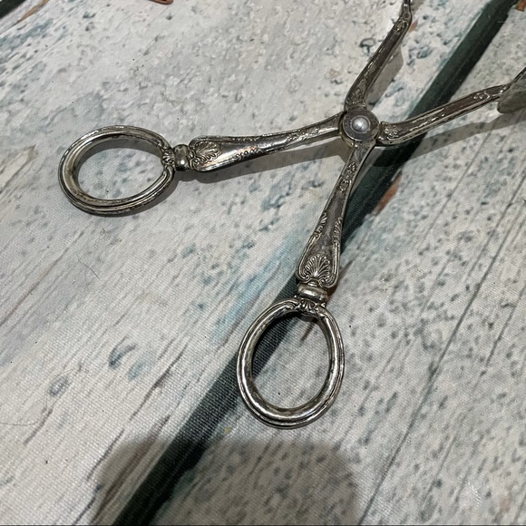 Vintage silver plated pie cake serving knife food tongs pastry entertain utensil - Picture 8 of 8